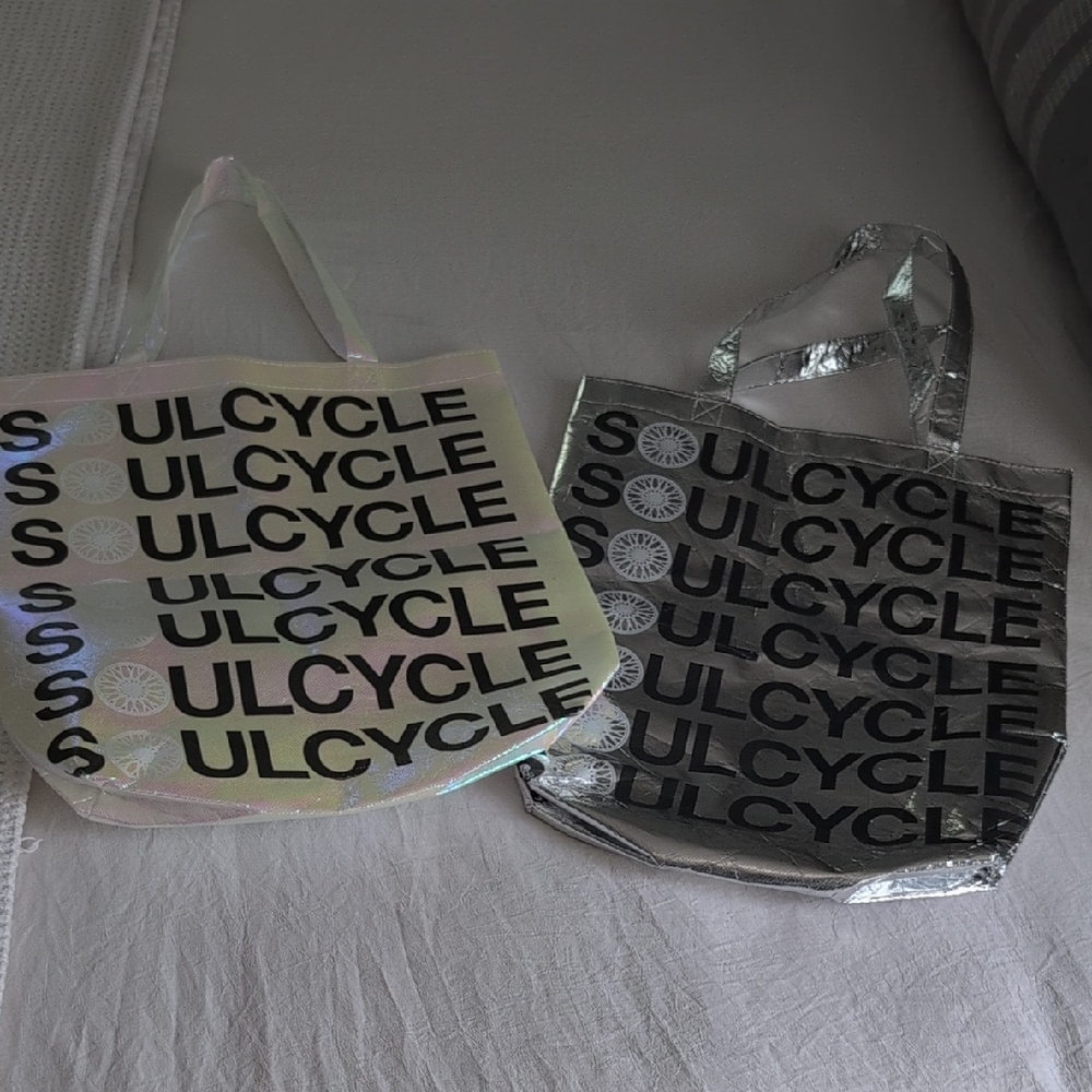 SoulCycle Iridescent and Silver Tote Bags